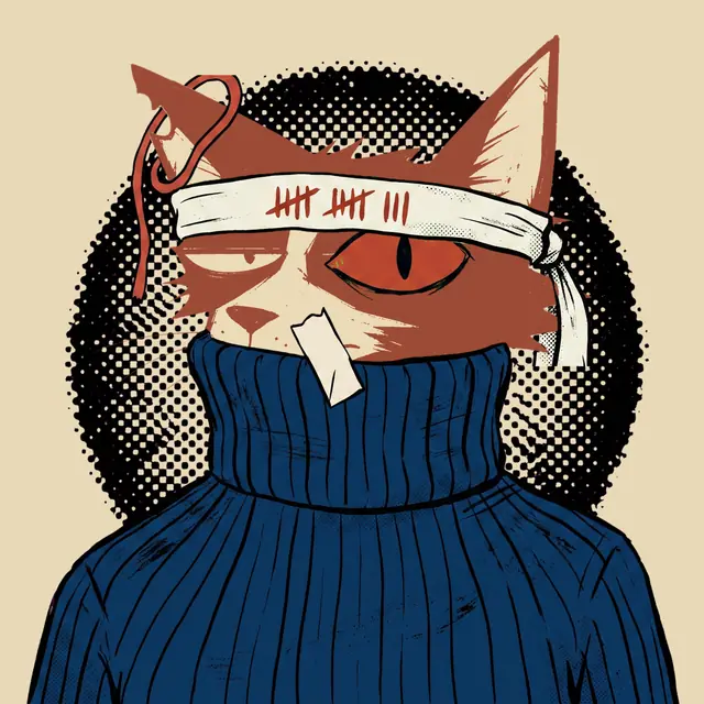Broker #1638, a screenprinted alley cat.