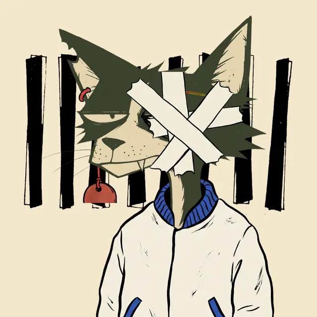 Broker #1702, a screenprinted alley cat.