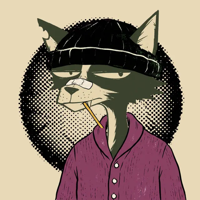 Broker #1841, a screenprinted alley cat.