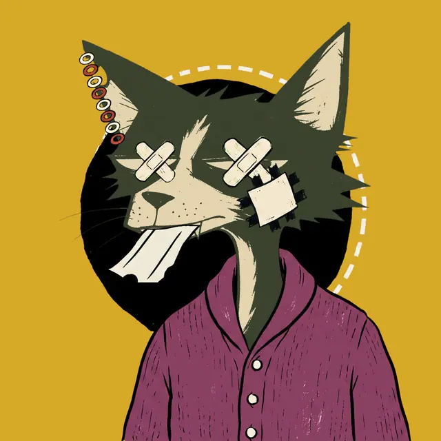 Broker #1915, a screenprinted alley cat.