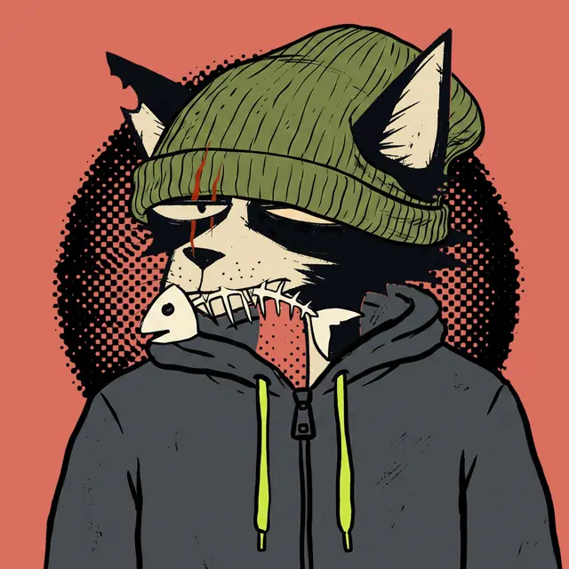 Broker #2089, a screenprinted alley cat.